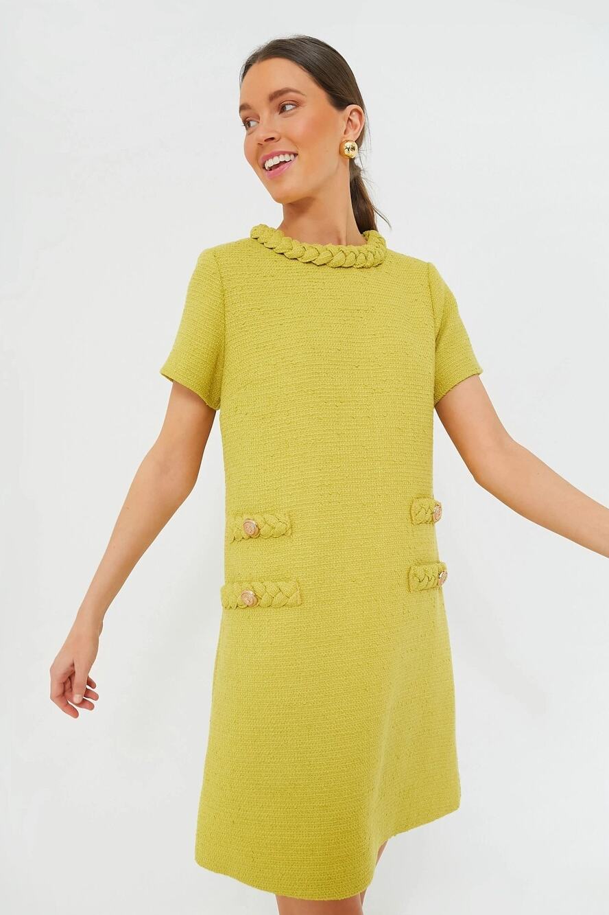 Tuckernuck XXS Green Chartreuse Tweed Jackie Dress